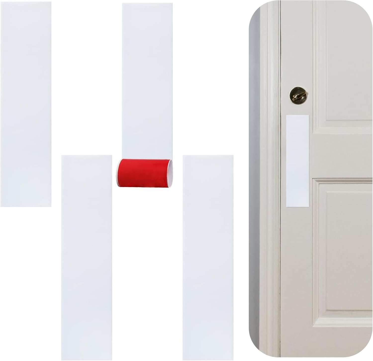 Rubber Bond Push Plates (4 Pack) 4" x 16" - Effortless Peel & Stick - Prevents Dents & Scratches - Self-Adhesive & Universal Fit (White)
