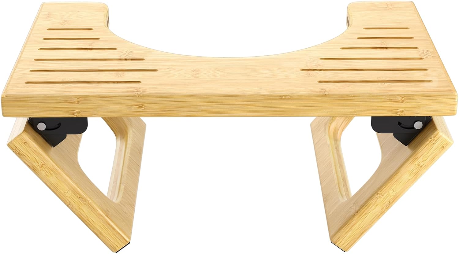 AmazerBath 7 Inches Bamboo Toilet Stool Squat for Adult, Foldable Squatting Potty Stool for Bathroom, 0.79" Thickness Poop Stool with Non-Slip Strip, Space-Saving, No Assembly Required, Natural Color