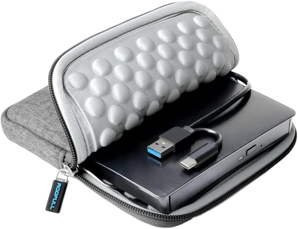 ROOFULL External CD/DVD Drive for Laptop with Carrying Case, USB 3.0 Type-C CD Burner Reader Writer DVD Player ROM/RW USB-C Portable Optical Disk Drive for Mac PC Windows 11/10 MacBook Linux Computer