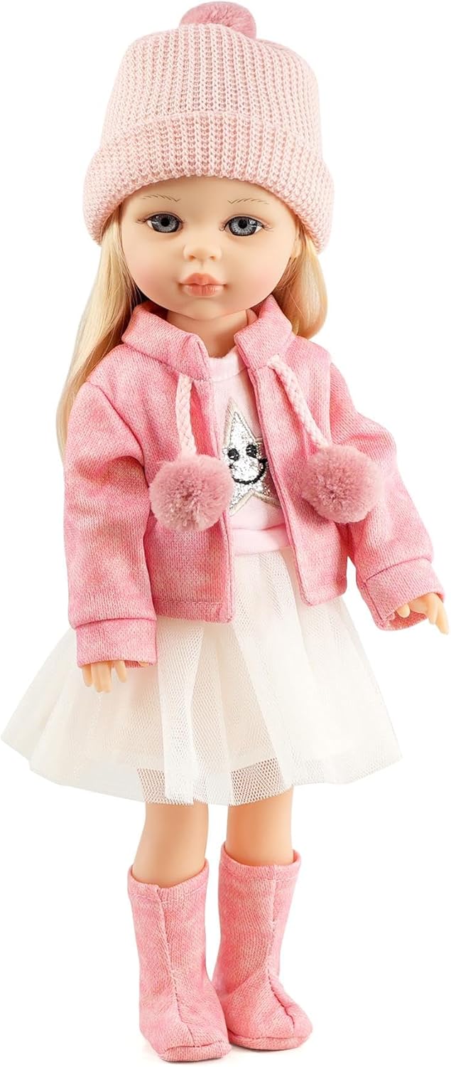 Bibi Doll 15" Fashion Doll with Movable Limbs, Rotating Head for Hair Styling - Realistic Dolls for Girls and Boys - American Style Doll, Boys and Girls Toys Age 3 and Above (Ava - Beanie)