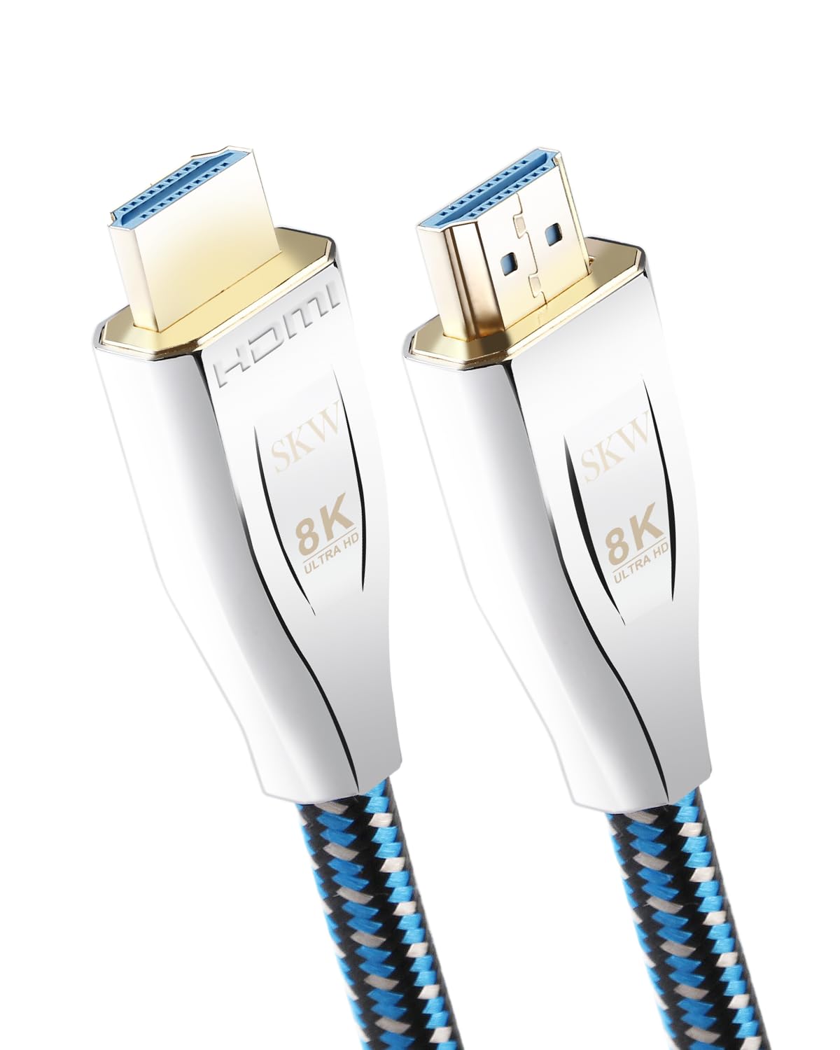 10K 8K HDMI 2.1 Cable Certified, 48Gbps Ultra High Speed HDMI Cables Braided Cord, (8K@60Hz, 4K@120Hz) Supports Dynamic HDR 10 eARC 3D, Dolby Atmos Compatible with Roku TV/PS5/HDTV (Silver, 3.3ft)