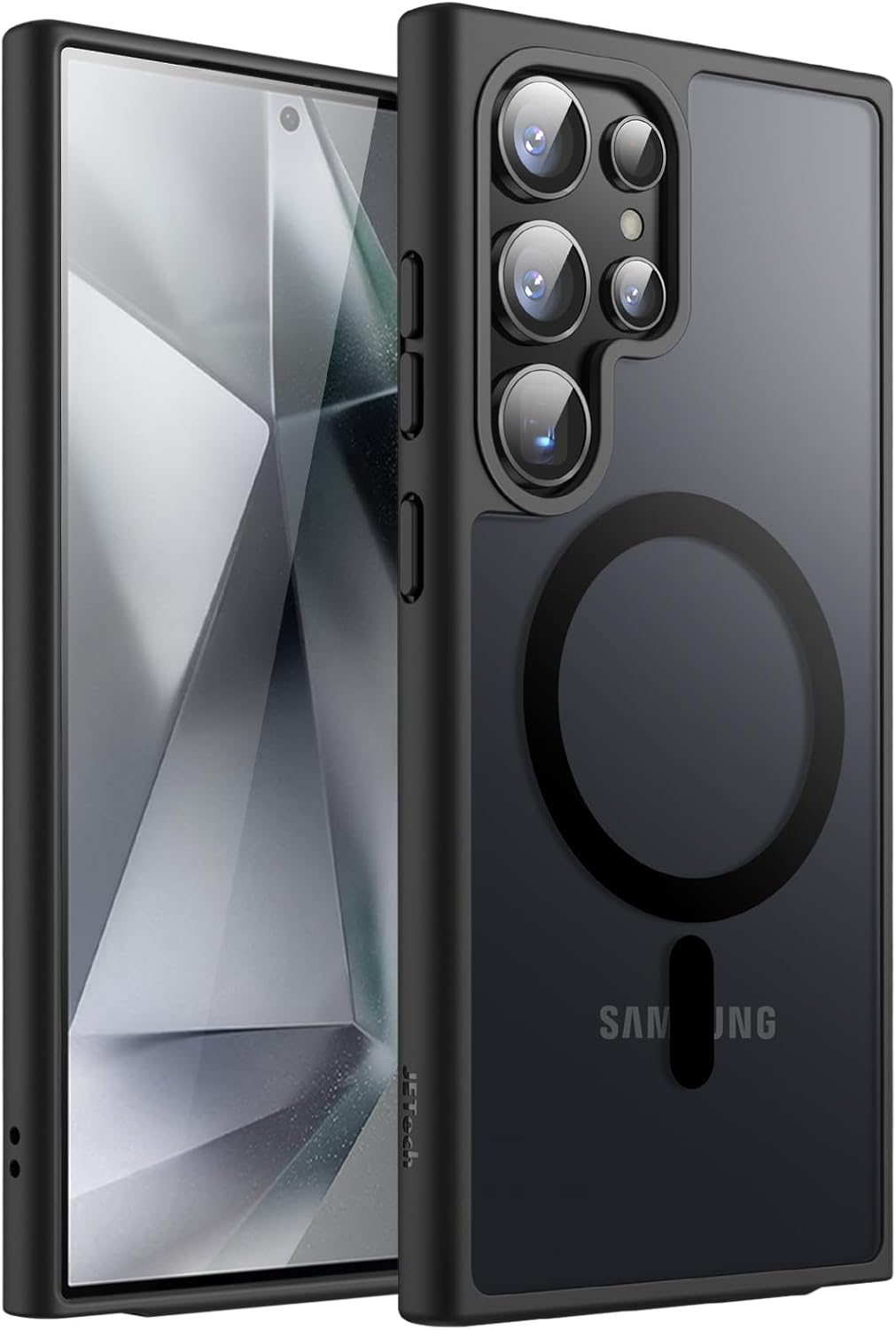 JETech Magnetic Case for Samsung Galaxy S24 Ultra 5G, Compatible with MagSafe, Translucent Matte Back Shockproof Phone Cover (Black)
