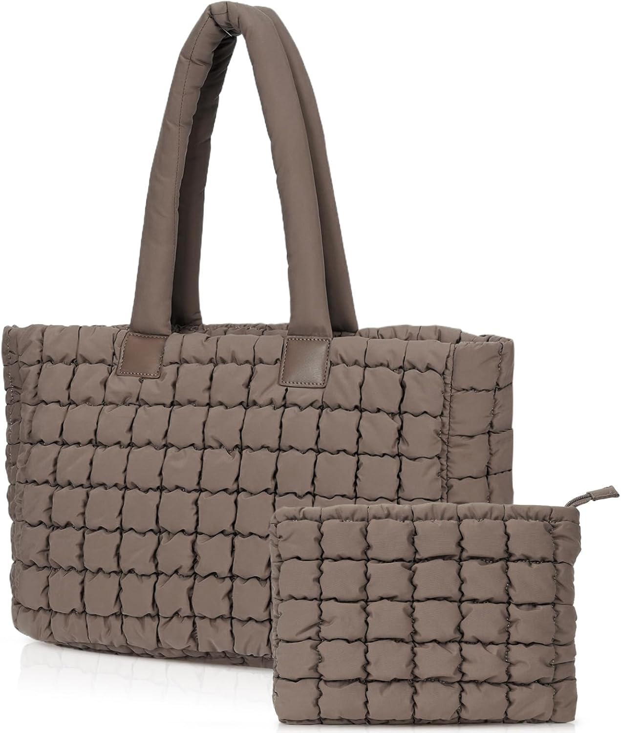 ACUYE Quilted Puffer Tote Bag for Women Puffy Laptop Tote Handbag Shoulder Purse with Compartments Padding Work Bag