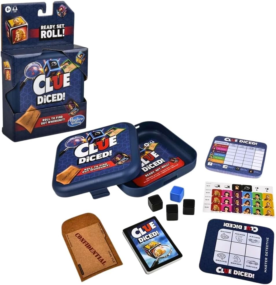 Hasbro Gaming Clue Diced Game, Easy to Learn Game, Quick Game, Portable Travel Game, Travel Game, Family Board Game, Fast Game for Kids Ages 8 and Up