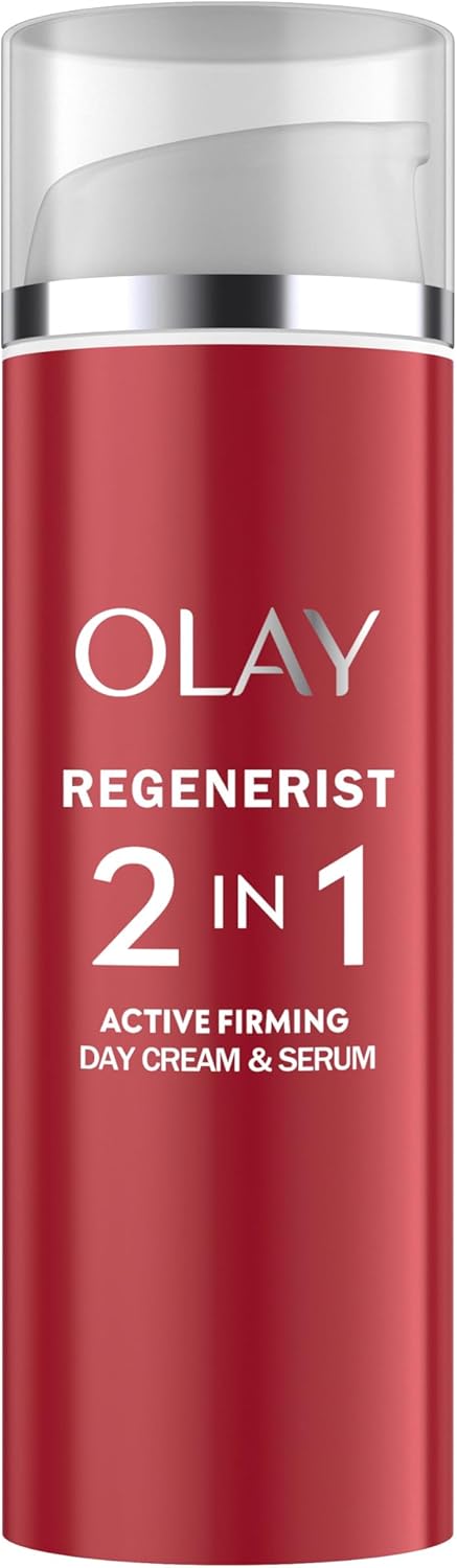 Olay Regenerist Day Face Cream & Serum, 2in1 Anti-Wrinkle + Active Firming Skincare Moisturiser with Anti-Ageing Niacinamide and Peptides, Renews, Firms and Hydrates, Lightweight 50ml