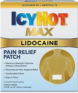 Icy Hot Max Strength Lidocaine Pain Relief Patch (5 Count) Penetrates for Fast, Targeted Relief