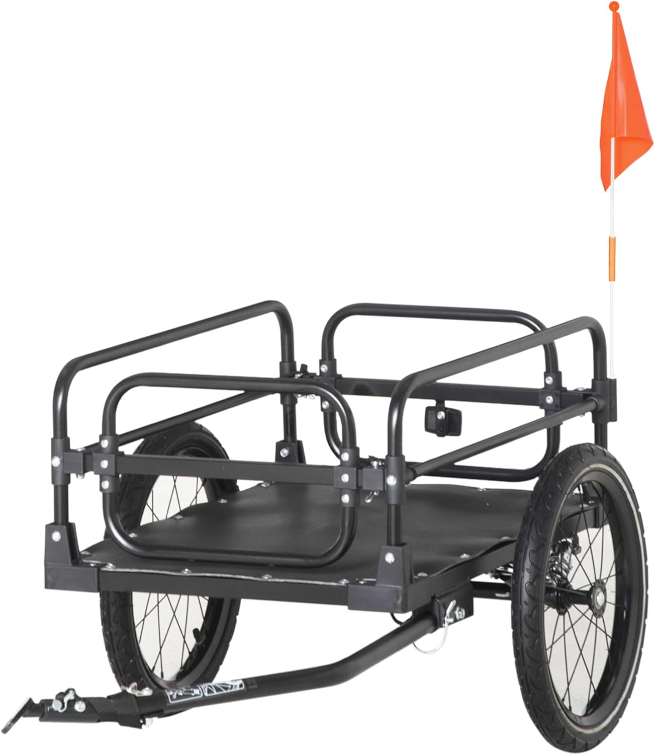 HOMCOM Steel Bike Trailer with Triple Safety Features, Wagon Bicycle Trailer with Suspension, 2 Wheels Outdoor Storage Carrier, 40kg Max Load, Black