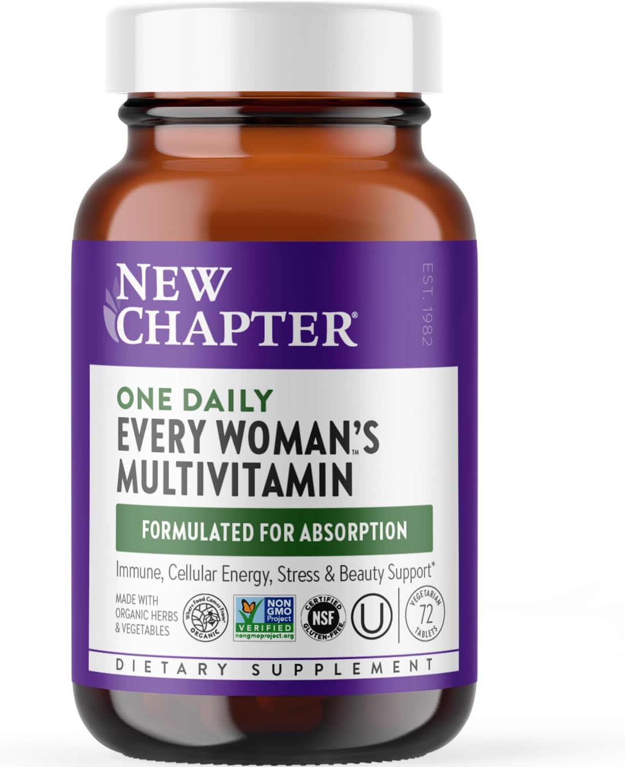 New Chapter Every Woman's One Daily Multivitamin - Bone, Energy & Immune Support* - Whole-Food Fermented Nutrients - No Added Sugar - Vegetarian & Gluten-Free - 72 Tablets