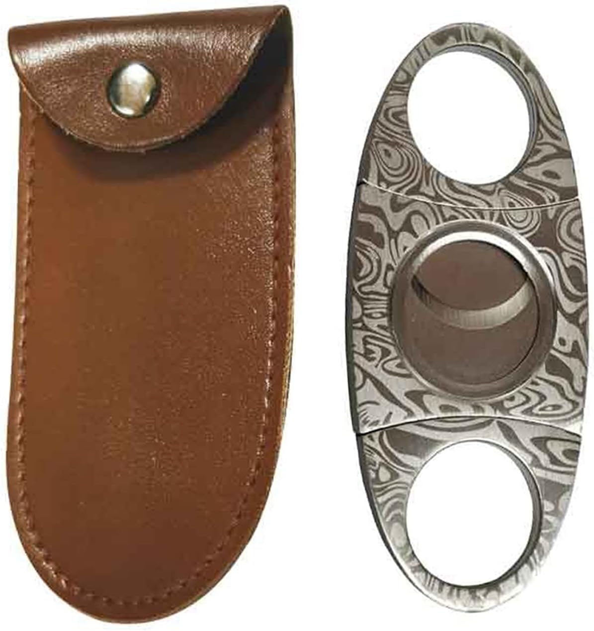 CAM2 Silver Grain Damascus Steel fits most cigars, cigar cutters, cigar cutters, double-edged scissors, cigar cutters