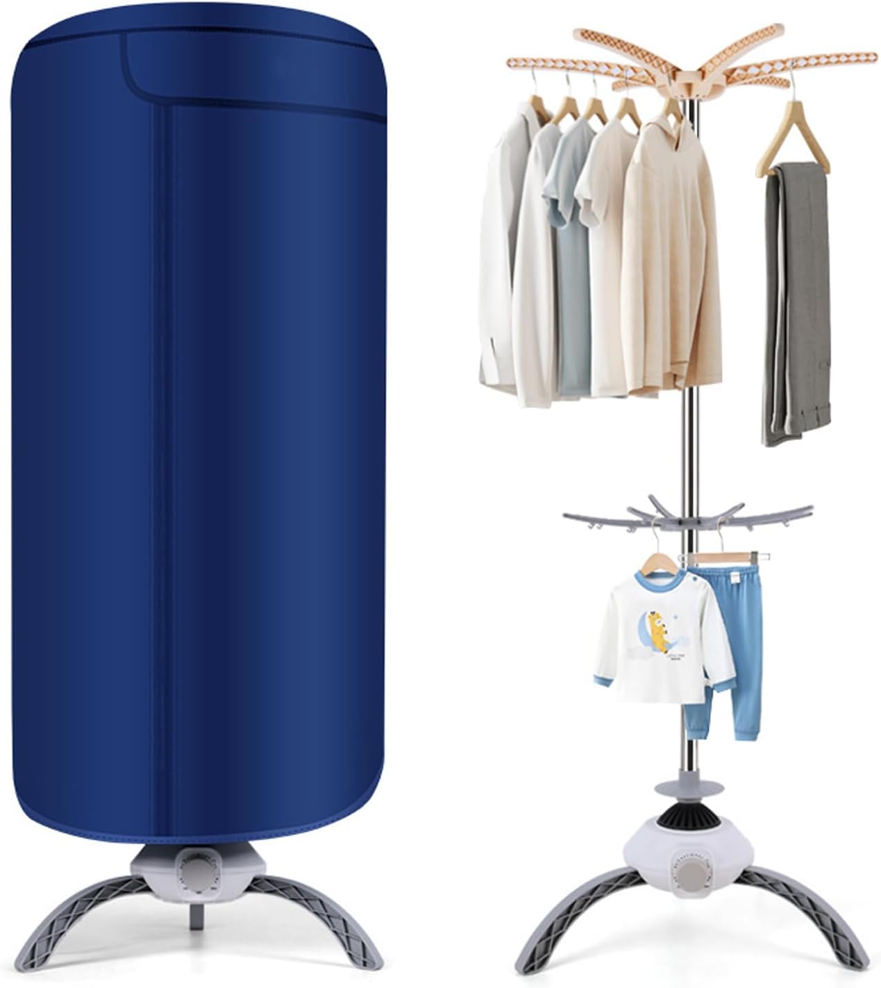 Electric Clothes Dryer, Compact 900W Mini Airer with Double-Tier Drying Rack, Adjustable Timer, 360° Hot Air Circulation, Ideal for Apartments, Dorms, or RV