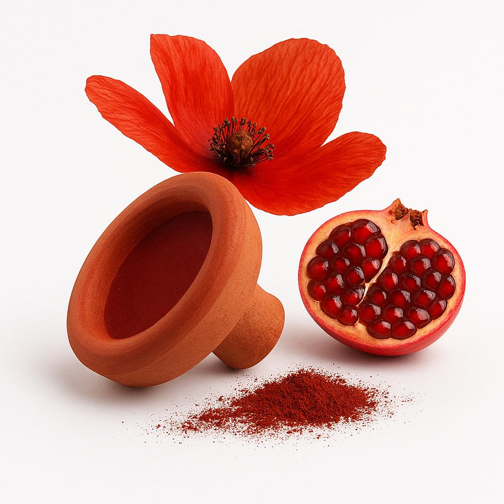 FERIHA Aker Fassi Moroccan Clay Pot Lip Stain – Authentic Organic Lip & Cheek Tint, Long-Lasting Red Color, Buildable & Chemical-Free
