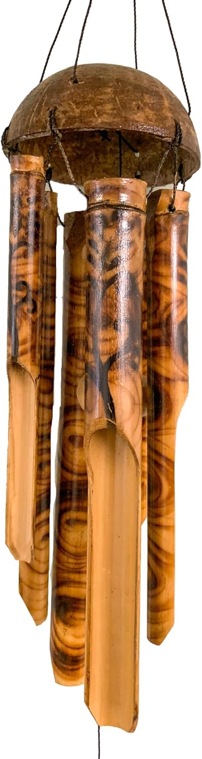 Tree of Life Bamboo Wind Chime Fair Trade and Natural Garden Outdoor Home Decor Coconut Shell
