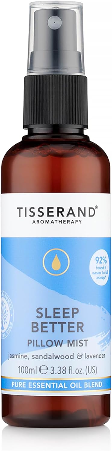 Tisserand Aromatherapy | Sleep Pillow Mist for Body & Room Contains a Soothing Blend of Pure Essential Oils Including, Jasmine, Sandalwood & Lavender | 100% Pure Essential Oil Blend | 3.38 fl. oz.