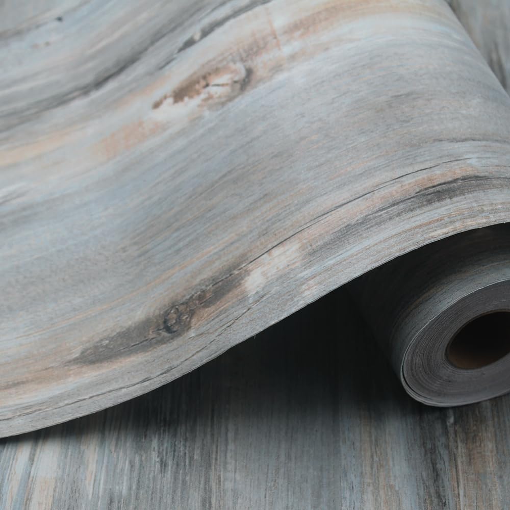 Wood Grain Peel and Stick Floor Tiles, 11.8" W × 118" L, Tide‑Washed