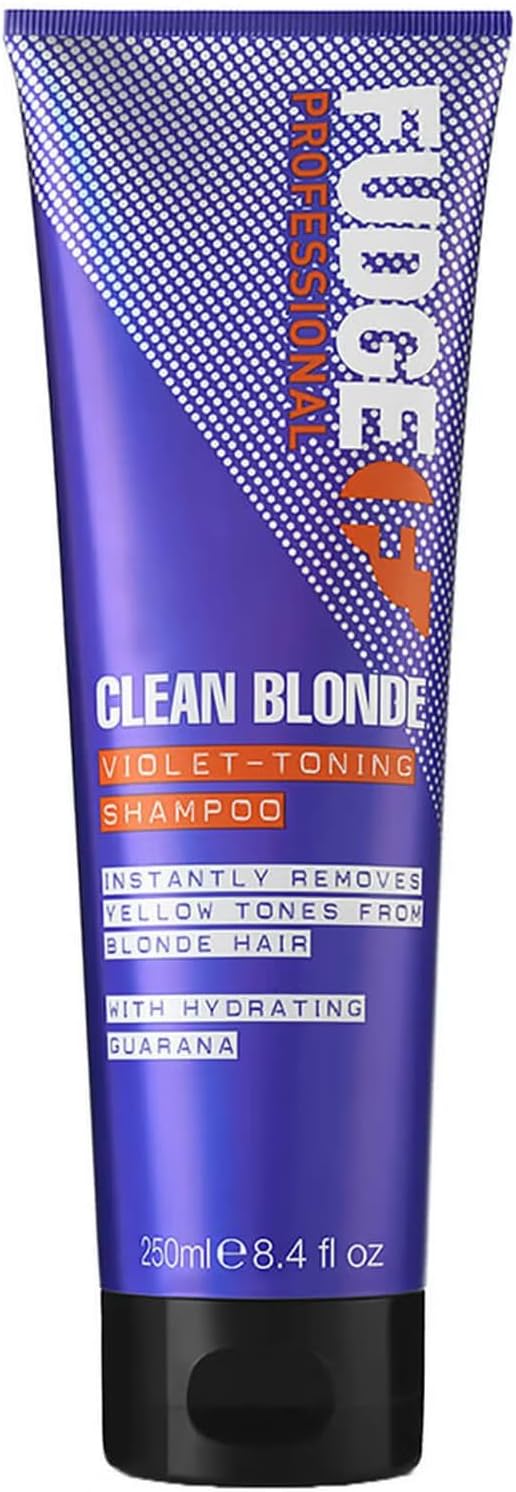 Fudge Professional Original Clean Blonde Shampoo, Purple Toning for Blonde Hair, 250 ml