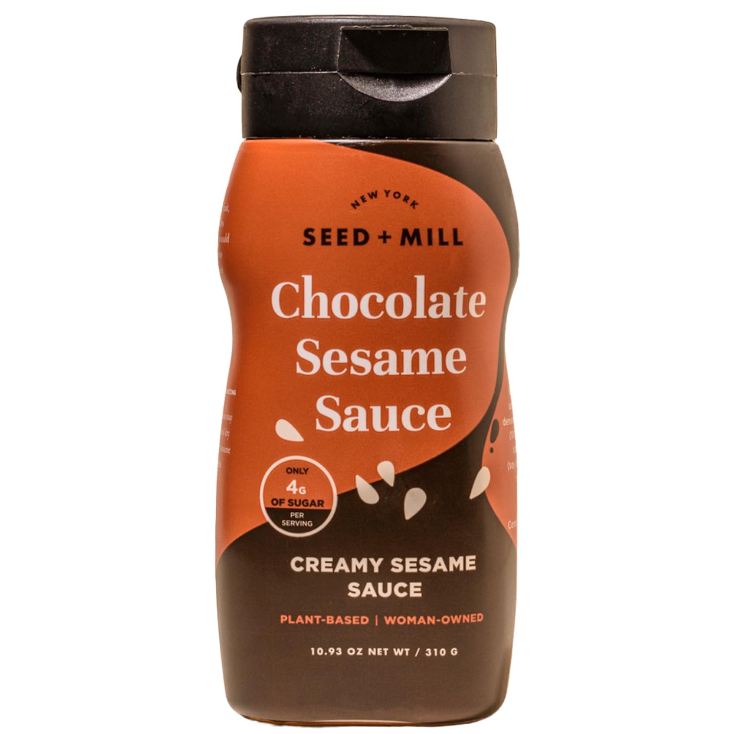 Seed + Mill - Chocolate Sesame Sauce - Chocolate Tahini in a Squeeze Bottle - Vegan, Kosher, Non-GMO, Paleo, Gluten Free - Great on Fruit, Toast, in Crepes, Desserts, & Hummus - 10.93oz