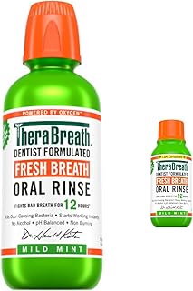 Fresh Breath Mouthwash, Mild Mint, Alcohol-Free, 16 fl oz + Travel Size, 3 fl oz