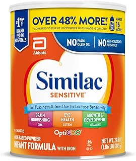 Similac Sensitive Infant Formula, for Fussiness & Gas Due to Lactose Sensitivity, Baby Formula Powder, 29.8-oz Can