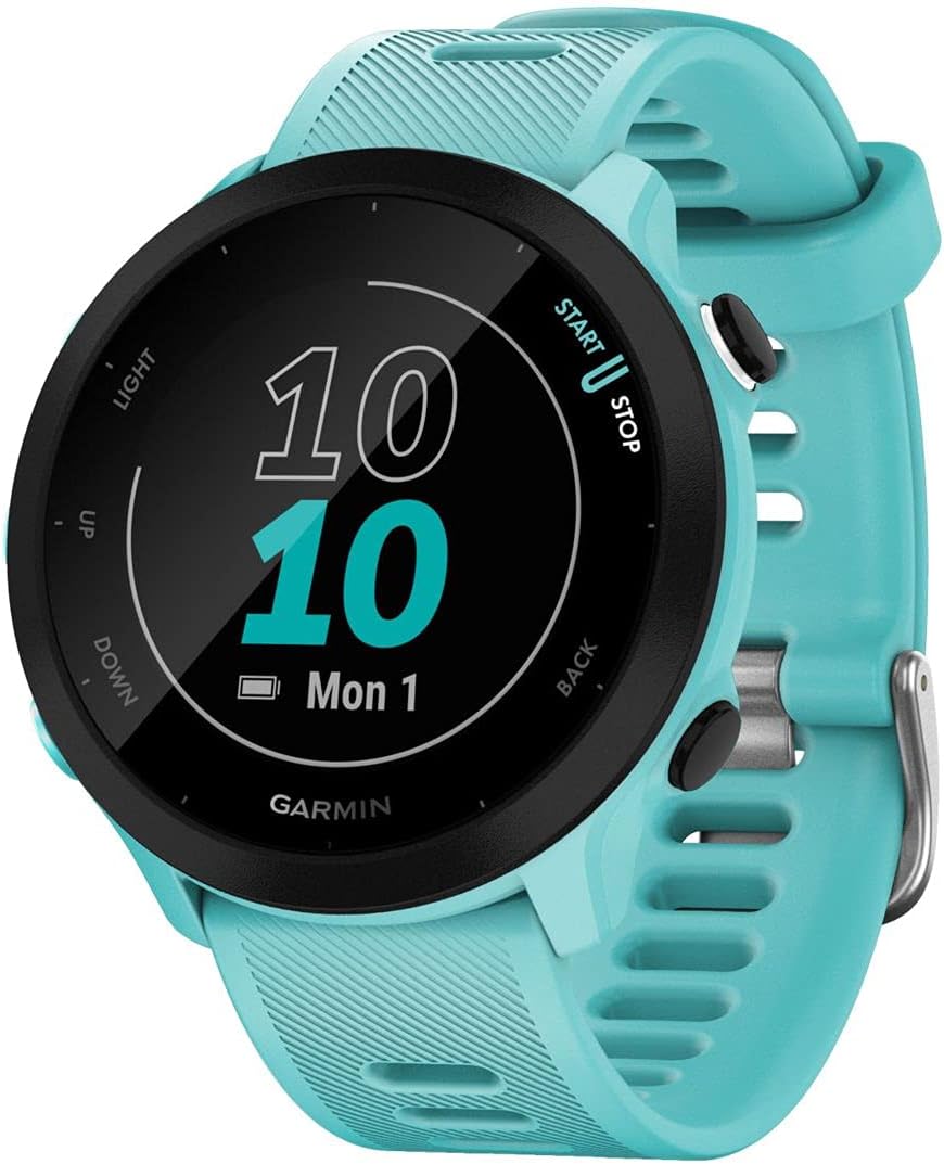 Garmin Forerunner 55 GPS 42mm Running Smartwatch, Easy to use, Lightweight, Training Guidance, Safety & Tracking Features, Aqua