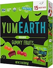 YumEarth Organic Halloween Gummy Fruits - Fruity Candy Snack Packs, Gluten Free Snacks for Kids - Allergy Friendly, Non-GMO, No Artificial Flavors or Dyes - Assorted Flavors, 7.5 oz (Pack of 15)