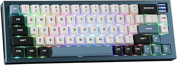 EPOMAKER MS68 Wireless Gaming Keyboard with 0.85” Screen, CNC Aluminum Alloy Mechanical Keyboard, Bluetooth 5.0/2.4ghz/Wired Hot Swappable Custom Keyboard (Blue, Wisteria Linear Switch)