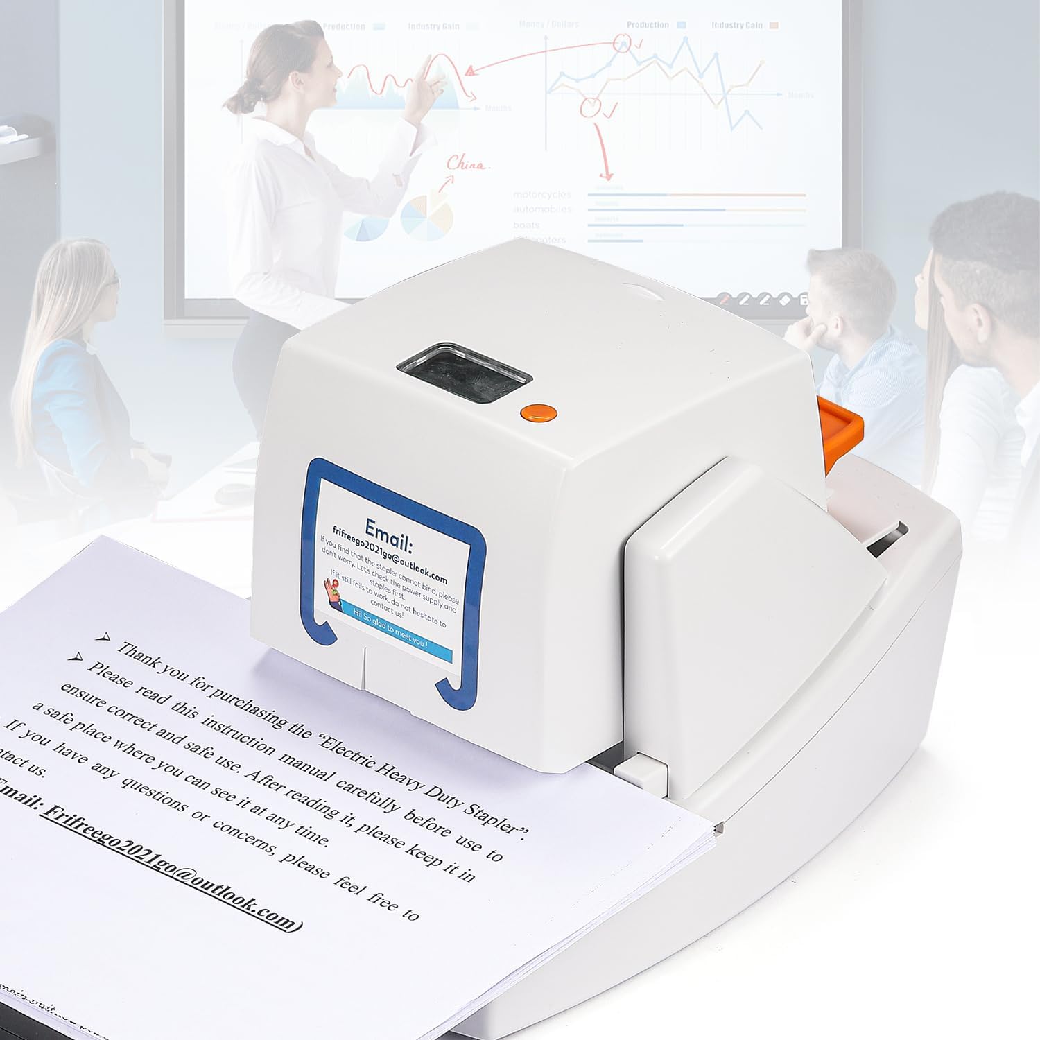 Upgraded Electric Stapler, 65-70 Sheets Capacity, Binding Speed & Margin Adjustable, Automatic Heavy Duty Stapler Including 5500 Staples, Jam-free