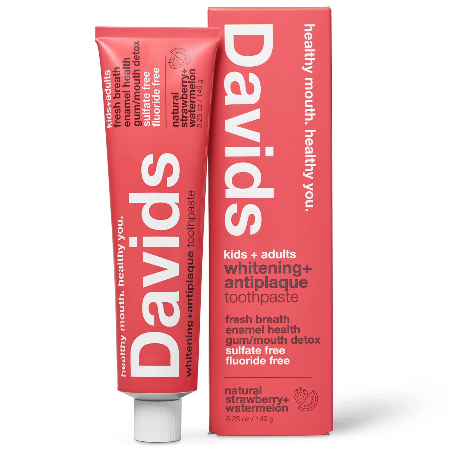 Davids Kids & Adults Fluoride Free Whitening Strawberry Watermelon 5.25oz