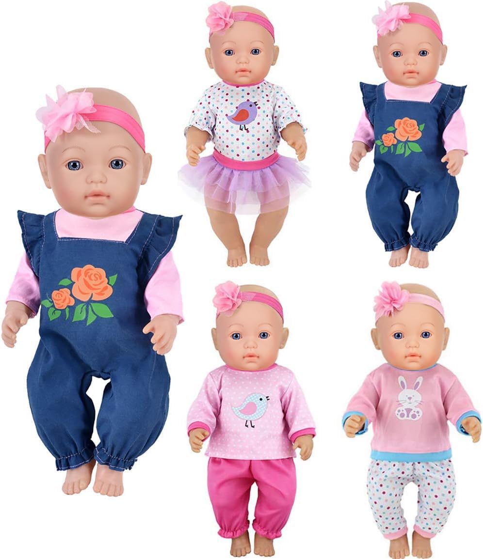 Doll Clothes 4 Sets Doll Fashion Outfits Fit for 14-16 inch Baby Dolls,43 cm New Born Baby Dolls,15 inch Dolls,18 inch Dolls (Doll is not Included)