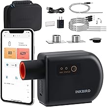 Wi-Fi & Bluetooth BBQ Smoker Temperature Controller with Automatic Smoker Fan, INKBIRD ISC-027BW Grill Thermometer with 4 Probes for Big Green Egg, Kamado Joe, Primo, Vision Grill, Akorn Kamado