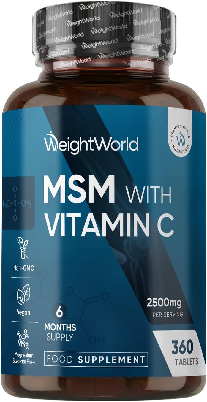 MSM Supplements 2500mg - with Vitamin C - 360 Easy to Swallow MSM Tablets