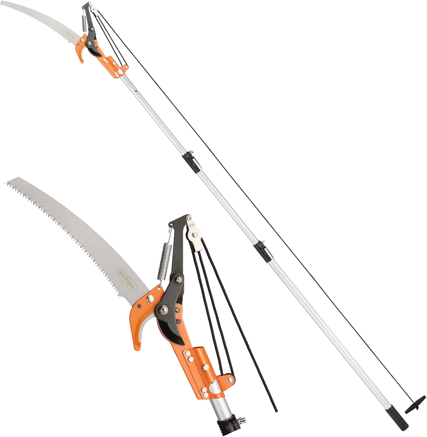 VonHaus Telescopic Tree Pruner & Lopper 2 in 1 – Long Reach 3.3m Cutter, Retractable & Extendable Pole Saw for Branches – Lightweight Aluminium Pole, Steel Blade – Blade Cover Included