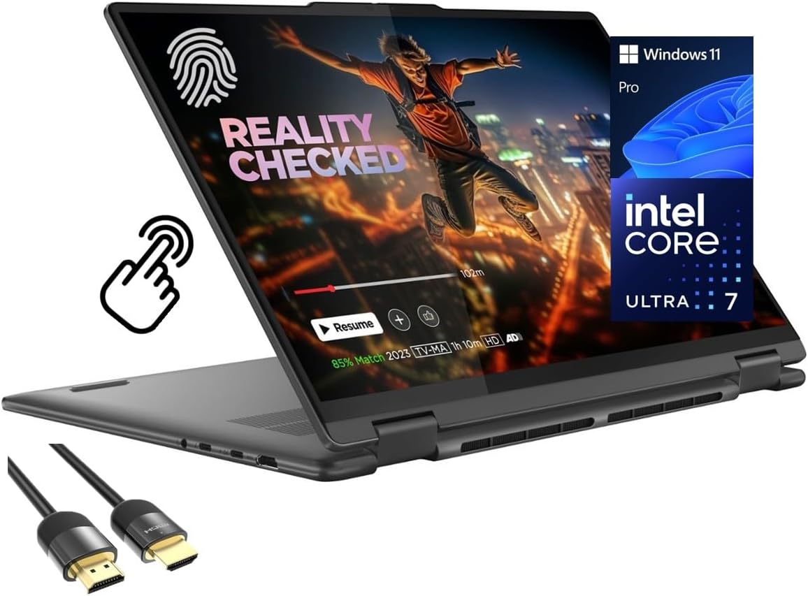 Lenovo Yoga 7i 2-in-1 Laptop, 16" 2K Touchscreen Display, Core Ultra 7 155U (Up to 4.80 GHz), 16GB DDR5, 1TB PCIe SSD, Wi-Fi 6E, Backlit KB, FP Reader, TB 4, Webcam, Keypad, PDG HDMI, Win 11 Pro