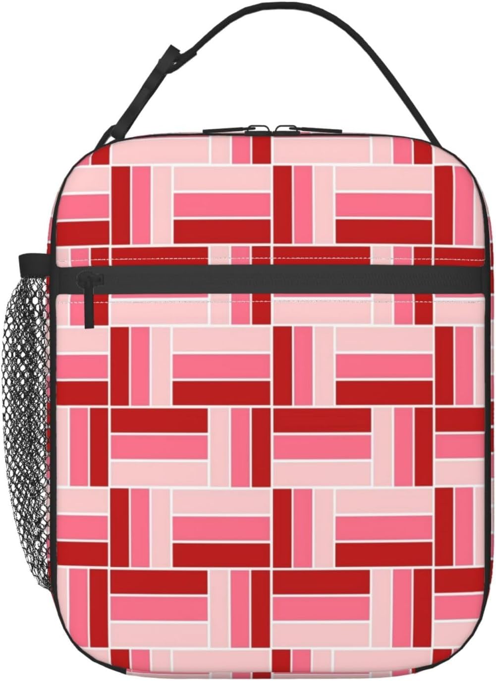 Reusable Lunch Box for Women Adult, Insulated Pink Red Burgundy Lunch Bag,Polyester Cooler Handbags Case for Picnic Work Travel Beach Or Hiking