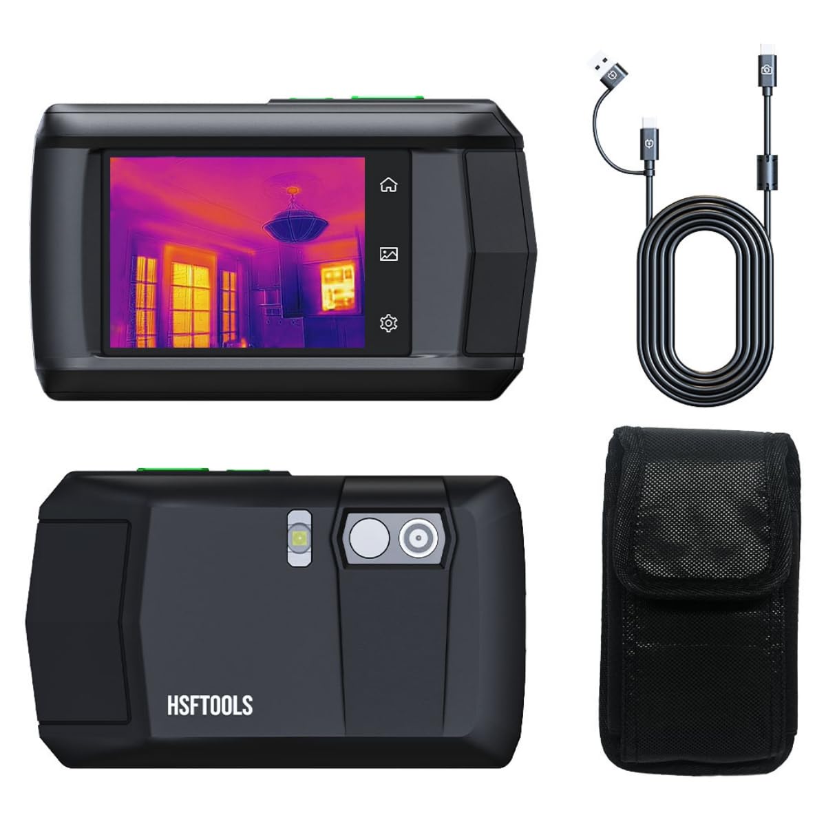 HSFTOOLS P2W Wi-Fi Thermal Camera with 8MP Visual Camera, 3.5" Touch Screen, 640x480 Super Resolution Thermal Imaging Camera, Intelligent Scene Detection, 256x192 IR Resolution, Video Recording