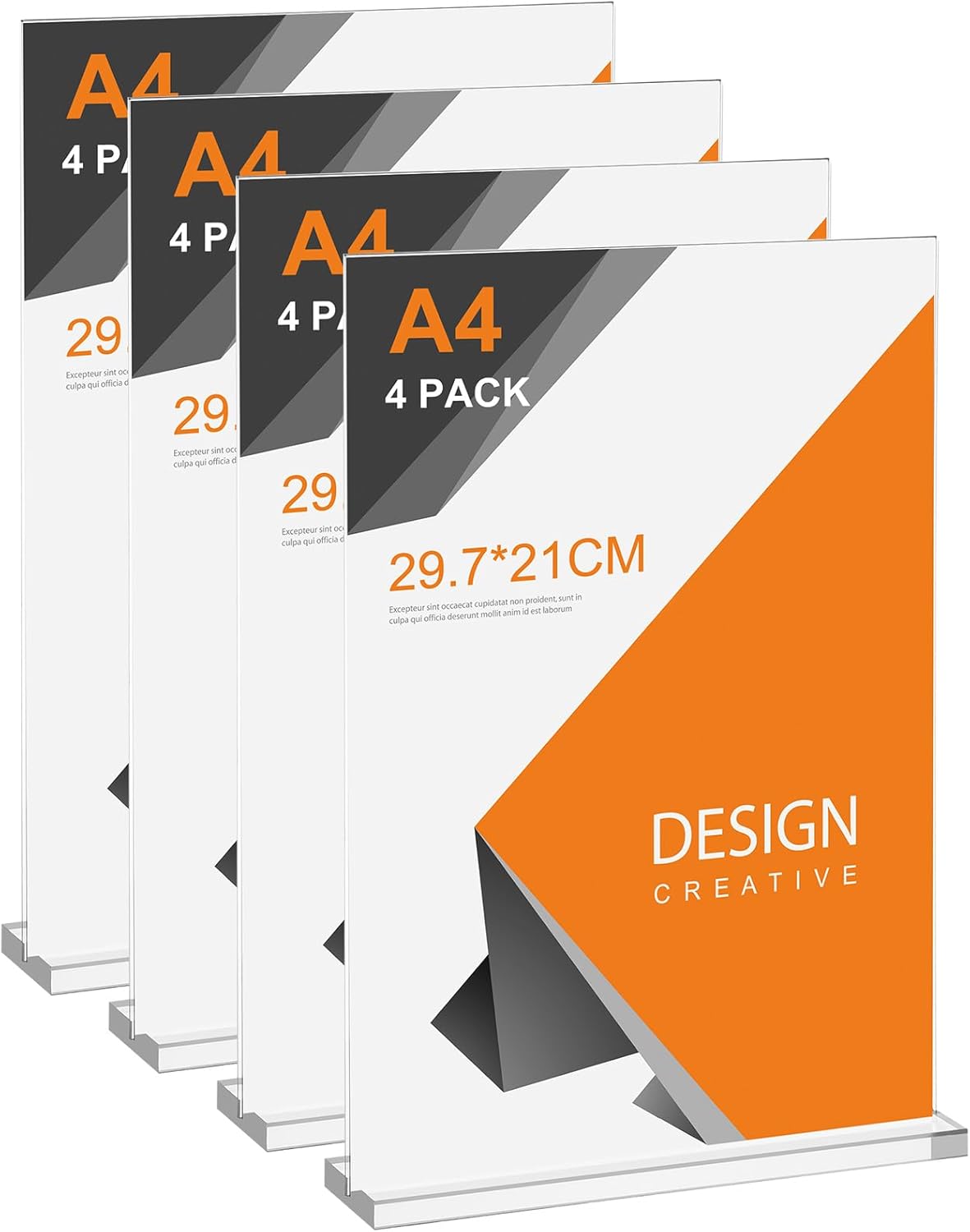 A4 Acrylic Sign Holder, 4 Pack T-Shaped Clear Sign Hol Clear Poster Holder A4 Menu Holders for Office, Hotel Store Restaurant