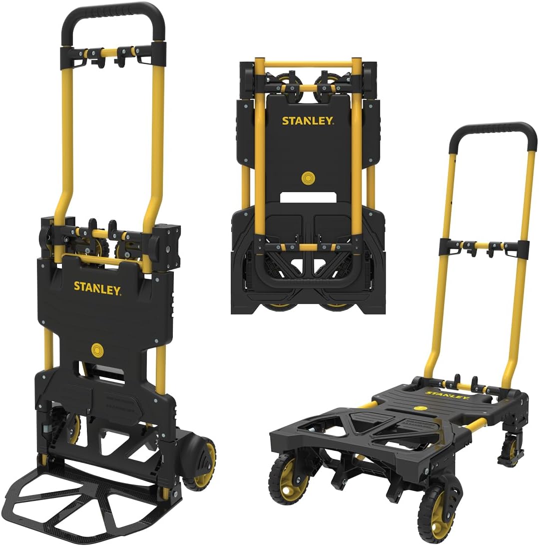 Stanley FT585 Yellow and Black 2-in-1 Folding Hand Truck, Max Load 137kg