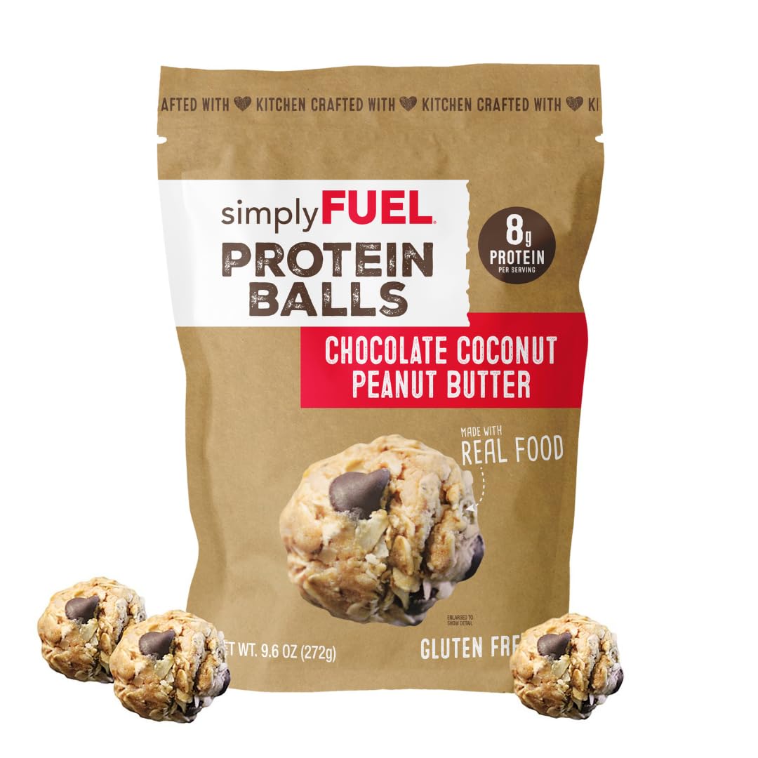 simplyFUEL Whole Food Protein Balls - Chocolate Coconut Peanut Butter Snacks - 8g Protein Snack - Gluten Free Energy Balls