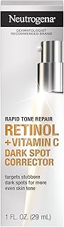 Neutrogena Rapid Tone Repair Retinol + Vitamin C Dark Spot Corrector Face Serum, Daily Anti-Wrinkle Dark Spot Corrector to Brighten & Even Tone, Mineral-Oil & Dye-Free, White, 1 oz