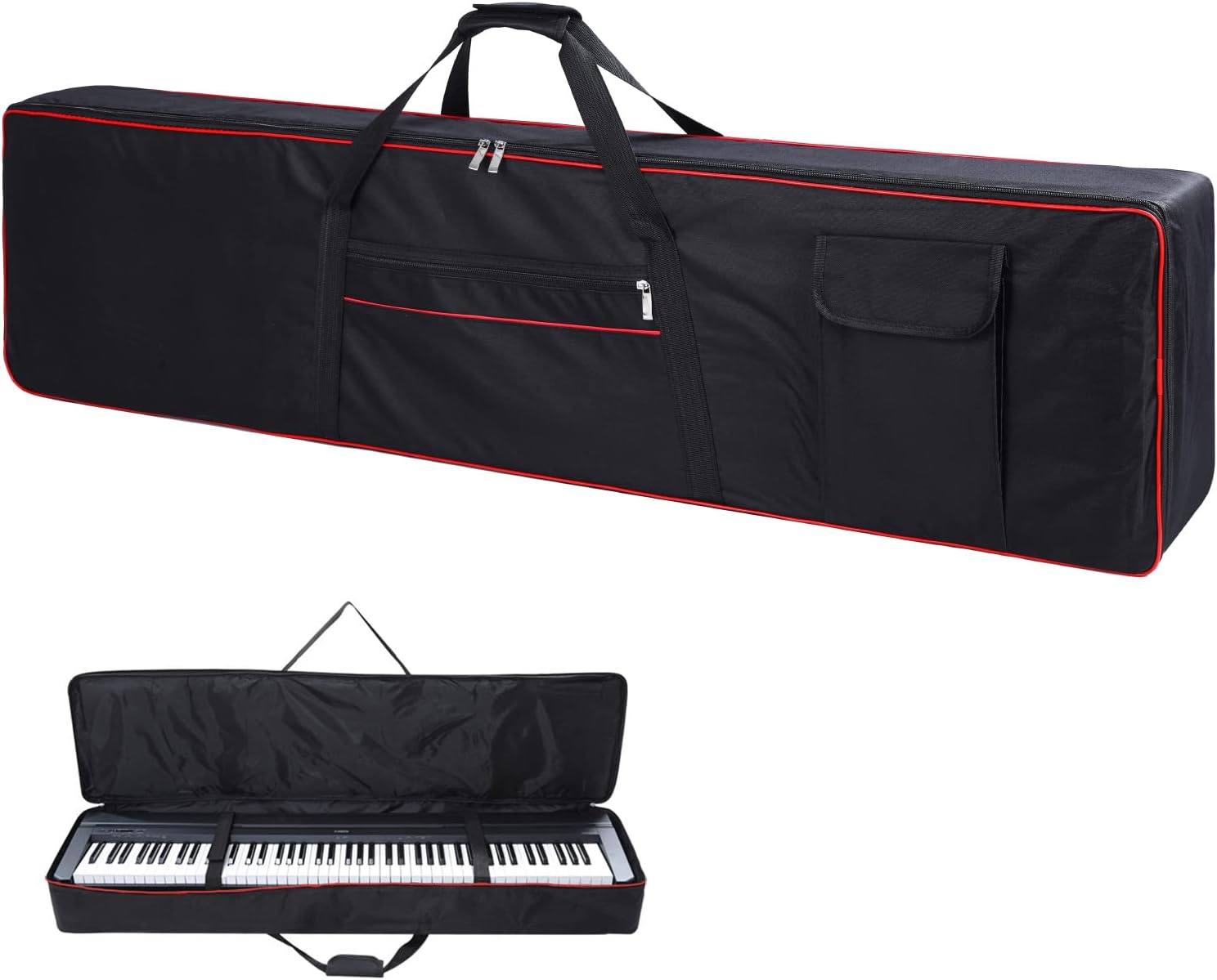 88 Key Keyboard Case Carrying Piano Cover, Gig Bag with 2-Pocket Keyboard Bag, 600D Durable Oxford Inside Padded Full Coverage Dust Protection for Digital Piano Covers