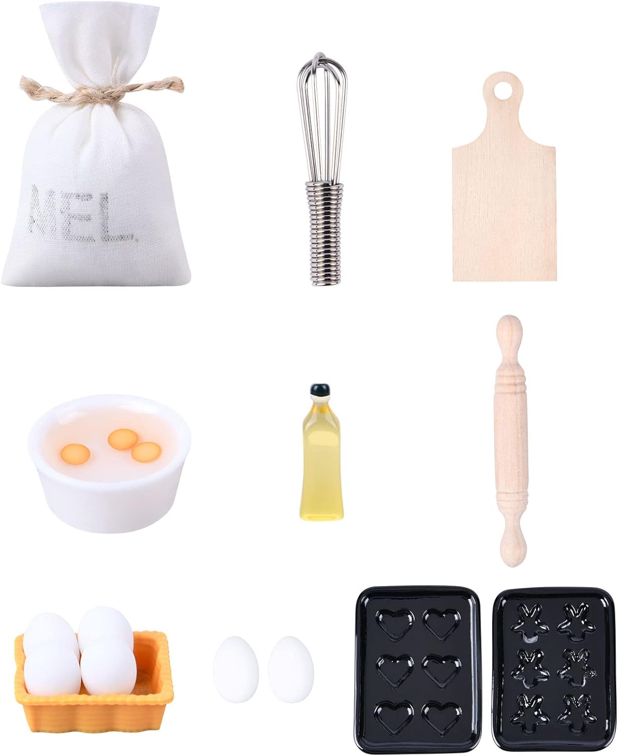 Aolso Dollhouse Furniture, 15pcs Miniature Dollhouse Accessories, Play Kitchen Toys Accessories Set for Children Girls Boys Age 3+