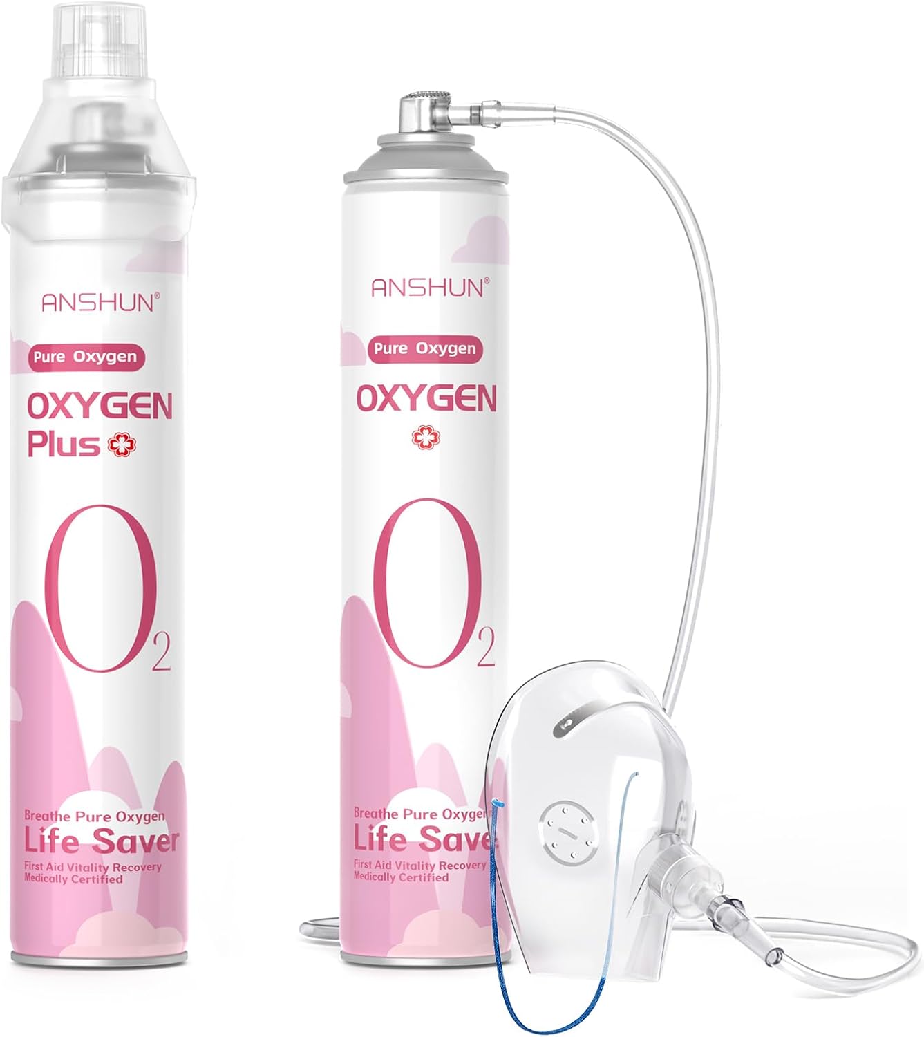 Portable Oxygen Tanks 2-Pack with Mask & Tube – Pure Oxygen for Exercise Recovery, High Altitude Adventures, Pregnancy, and Senior Care.