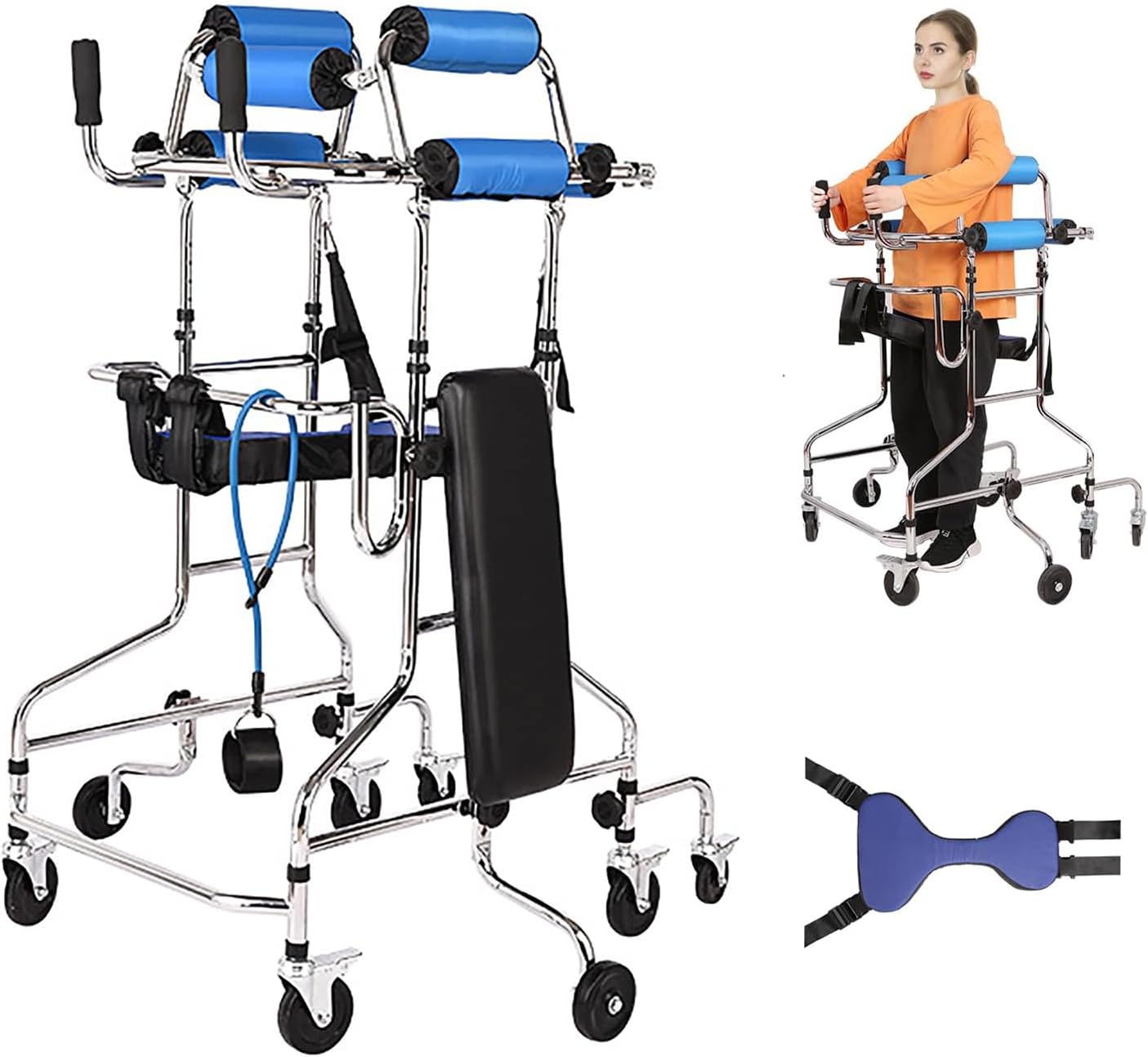 Adult Standing Walker for Seniors Hemiplegia Rehabilitation Standing Frame, Anti Recline, Lower Limb Training, Adjustable Height, Walker Aid for The Disabled, Suitable for People of 58-71 in