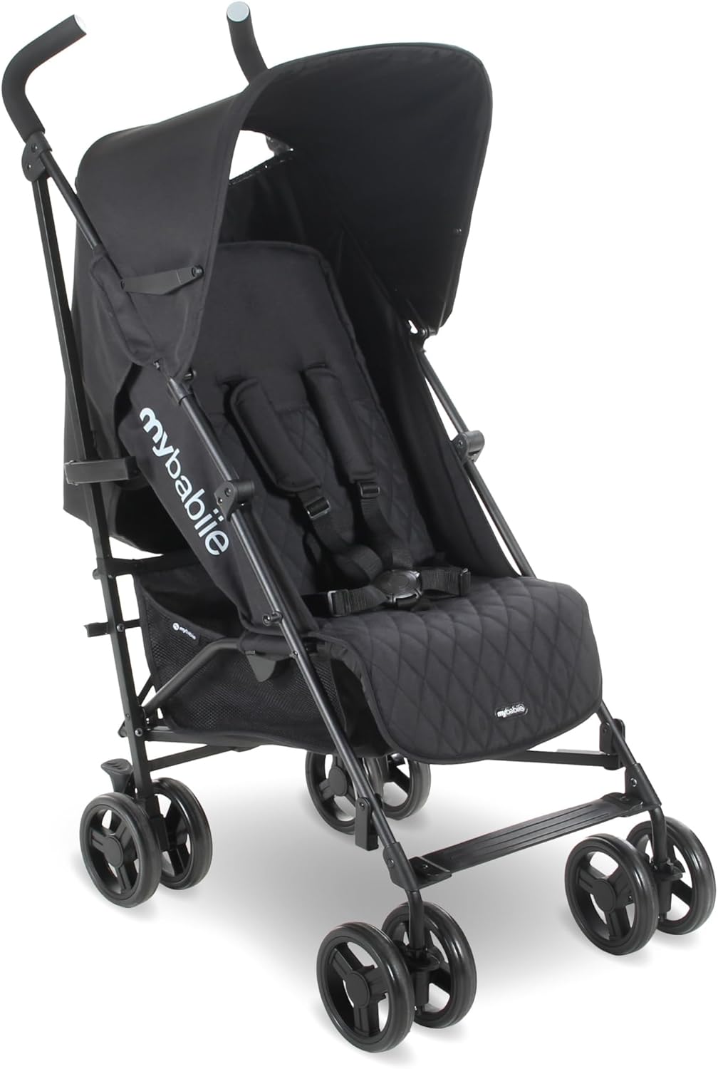 My Babiie MB01 Stroller - from Birth to 4 Years (22kg), Lightweight & Compact Umbrella Fold, Travel Buggy for Toddlers - Black