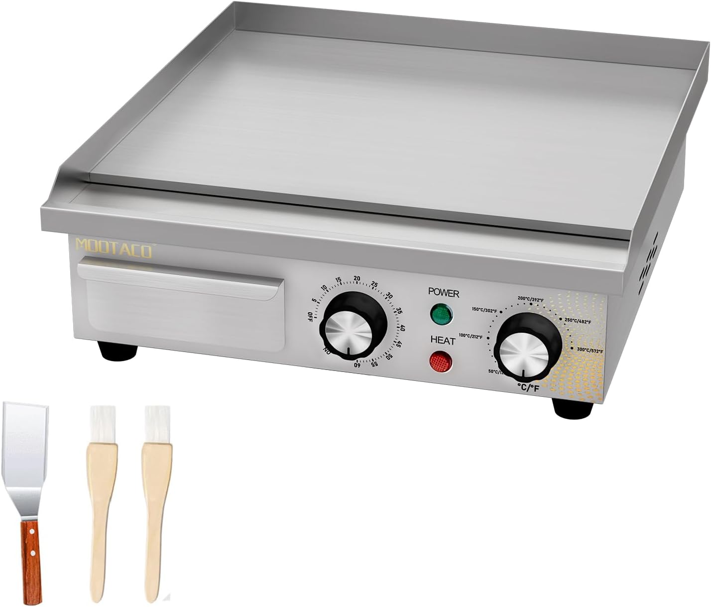 Commercial Electric Griddle,36cm Stainless Steel Grill,0-60mins