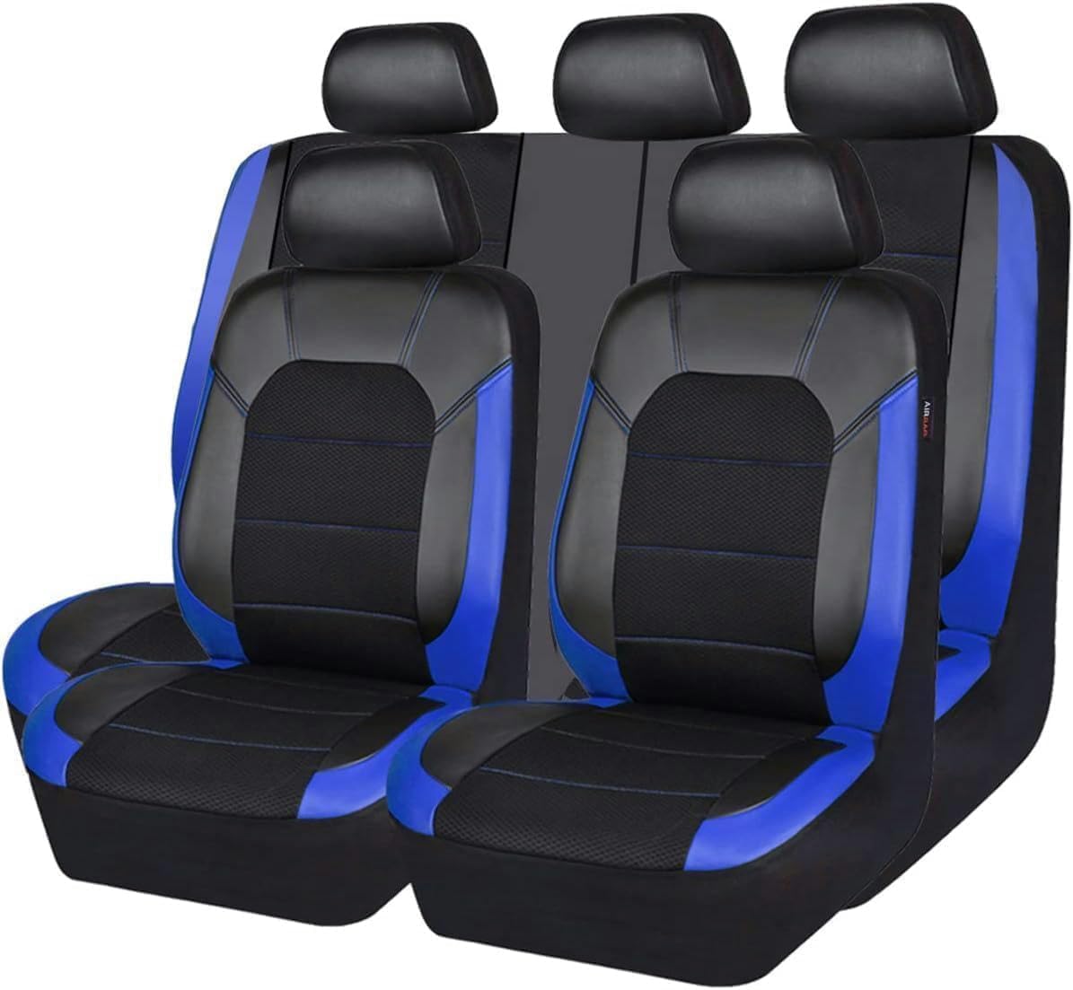 ZWBC 9 Pcs Car Leather Seat Covers for Toyota Prius 2006-2011, Leather Waterproof Breathable Seat Covers Full Set Seat Protector,Black blue