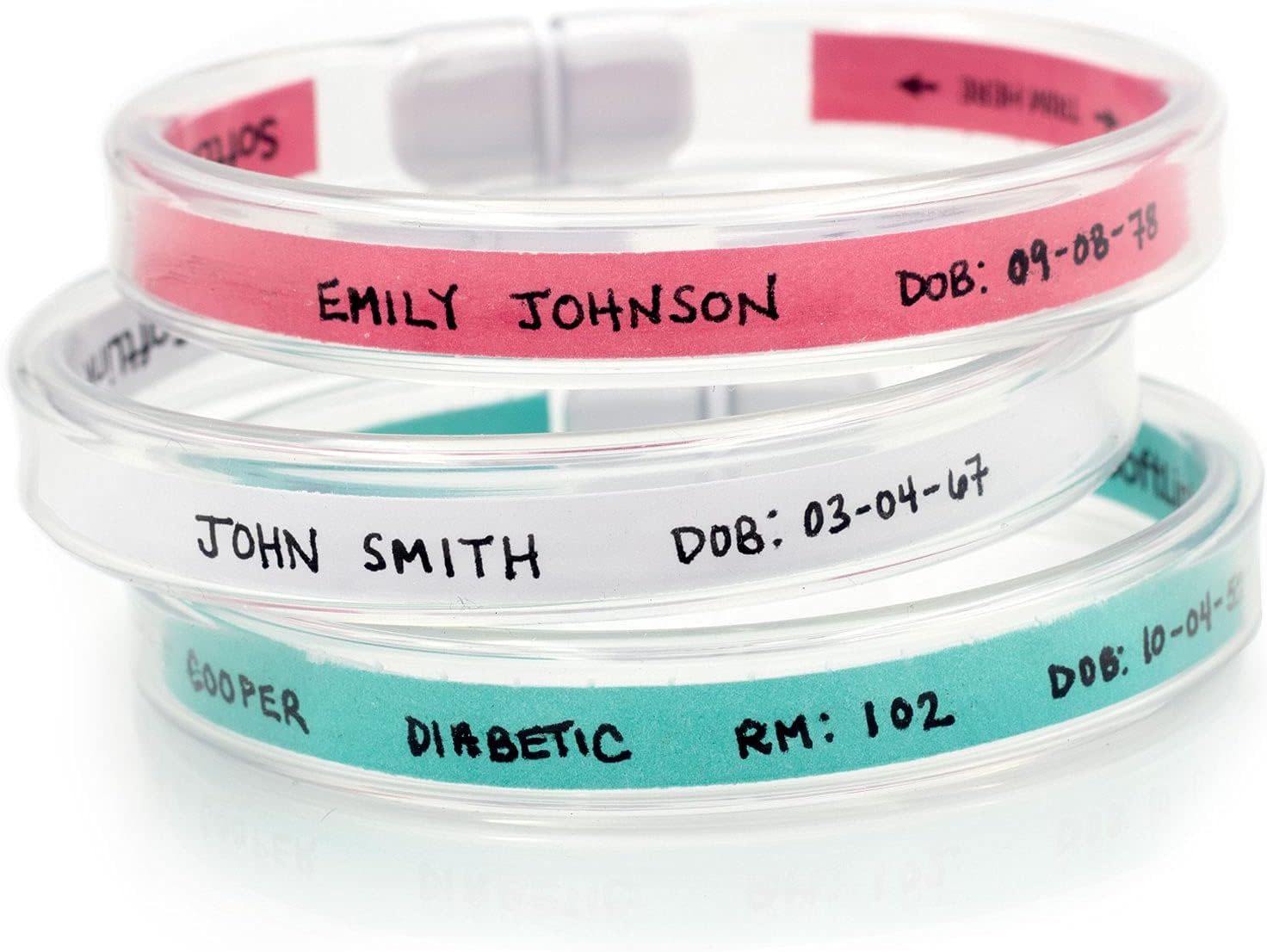 Mabis ID Wrist Bands, 50 Count, Tubular and Waterproof with Multiple Insert Colors, Hospital ID Bracelet, Party Wristbands or Event Bracelet, 50 Count (Pack of 1)