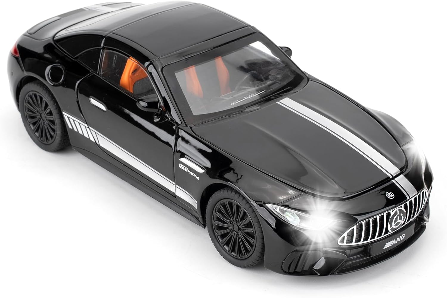 Compatible for 1:24 Scale Collectible Benz SL63 AMG Diecast Model Car, Zinc Alloy Pull Back Cabriolet Toy Car with Lights and Sounds, Convertible Vehicle Door for Adult Boys Girls（Black）
