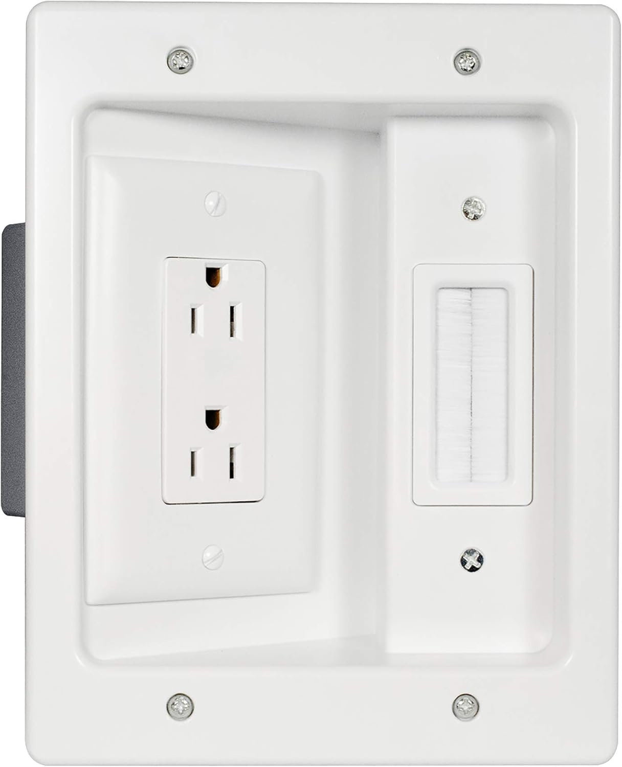 Legrand - OnQ Wall Cable Concealer Kit, Flat Panel TV Connection Kit with Cable Management Box, In Wall TV Power Kit Hides Cords and Cables, Hider Box Fits All Plugs, White, HT2102WHV1 (Hardwired)