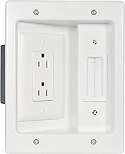 Legrand - OnQ Wall Cable Concealer Kit, Flat Panel TV Connection Kit with Cable Management Box, In Wall TV Power Kit Hides Cords and Cables, Hider Box Fits All Plugs, White, HT2102WHV1 (Hardwired)