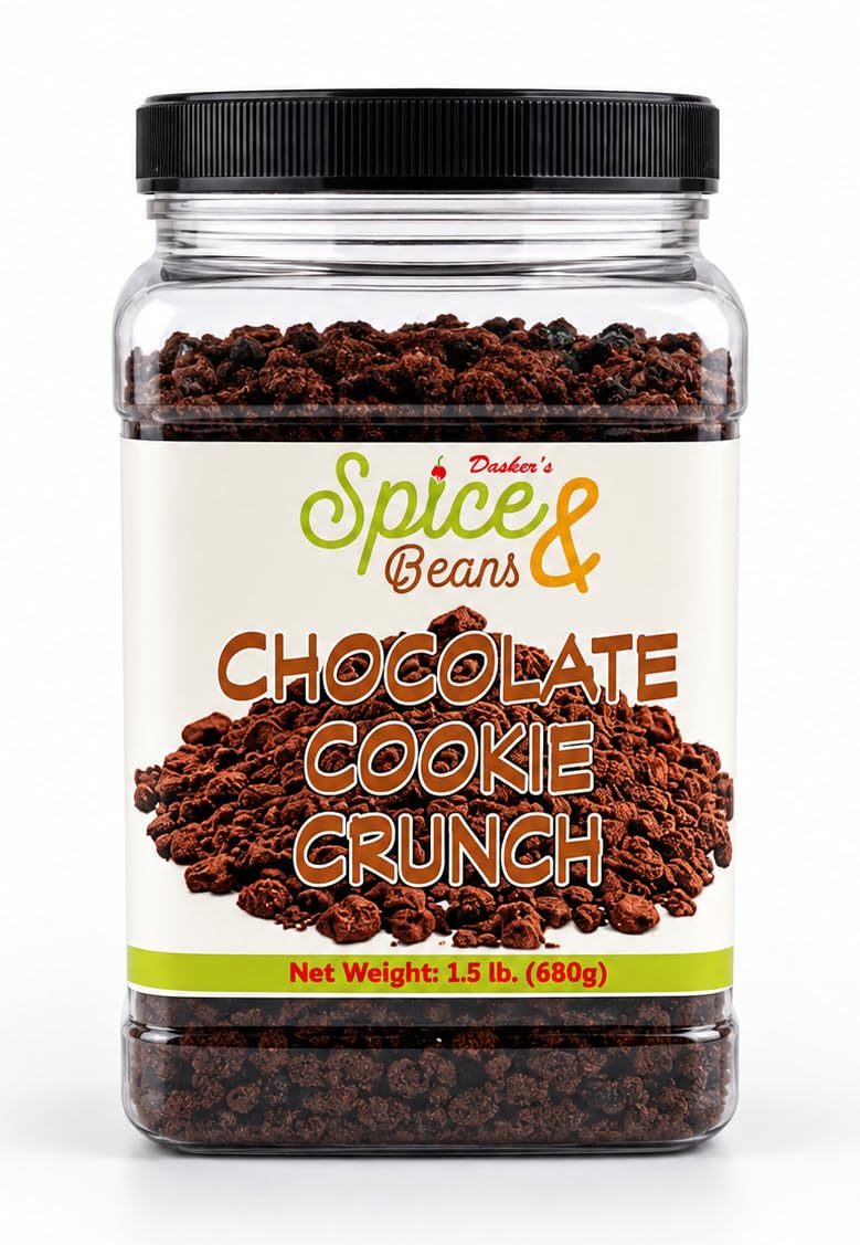 Chocolate Cookie Crunch 1.5 lb | Chocolate Cookie Crumble Dessert Topping | Ice Cream, Cakes, Cupcakes, Brownies & Dessert Decorations | Bulk Resealable Container | Dasher's Spice & Beans